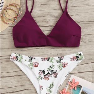 Seamless Top With Floral Bikini Set